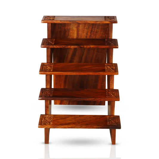 5 Steps Golu Padi - 11.5 x 8.5 Inches | Wooden Golu Stand for Navratri
