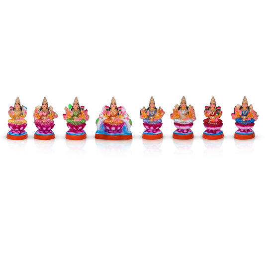 Ashtalakshmi Idol Clay Golu Bommai Set- 9 X 6 Inches | Navaratri Golu Gombe/Giri Golu Doll/Navratri Decoration