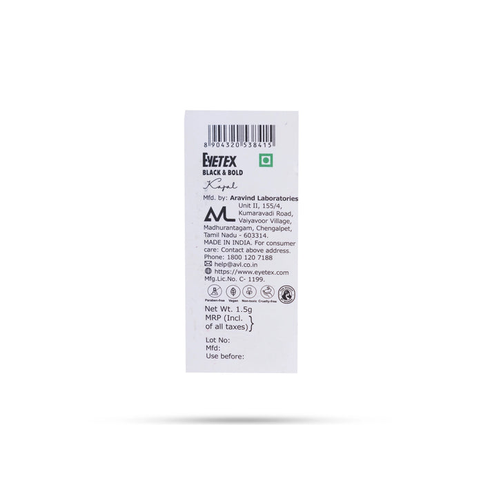 Eyetex Black And Bold Kajal - 1.5 Gms | Eyetex Kajal/ Eye Makeup/ Dazller Kajal