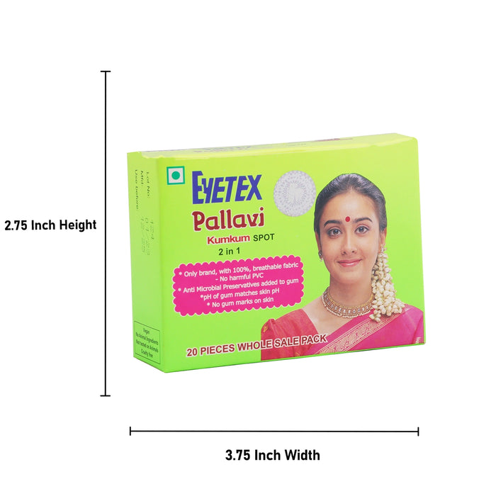 Eyetex Pallavi Kumkum Spot- Two In One/ 20 Pcs WholeSale Pack/ Brown, Red Colour/ 2 In 1