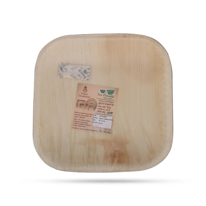 Areca Leaf Tray Set - 7 Inches | 10 Pcs/ Disposable Plates/ Palm Leaf Plates/ Square Shallow Plates