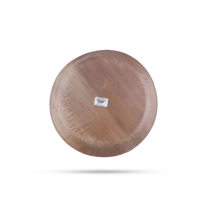 Areca Leaf Plate Set - 12 Inches | 10 Pcs/ Disposable Plate/ Round Shape Areca Palm Plates for Temple