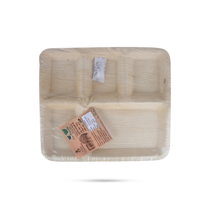 Palm Leaf Plate Set - 2 x 11.5 Inches | 10 Pcs/ Square Shape Areca Leaf Plate/ Disposable Plate for Temple