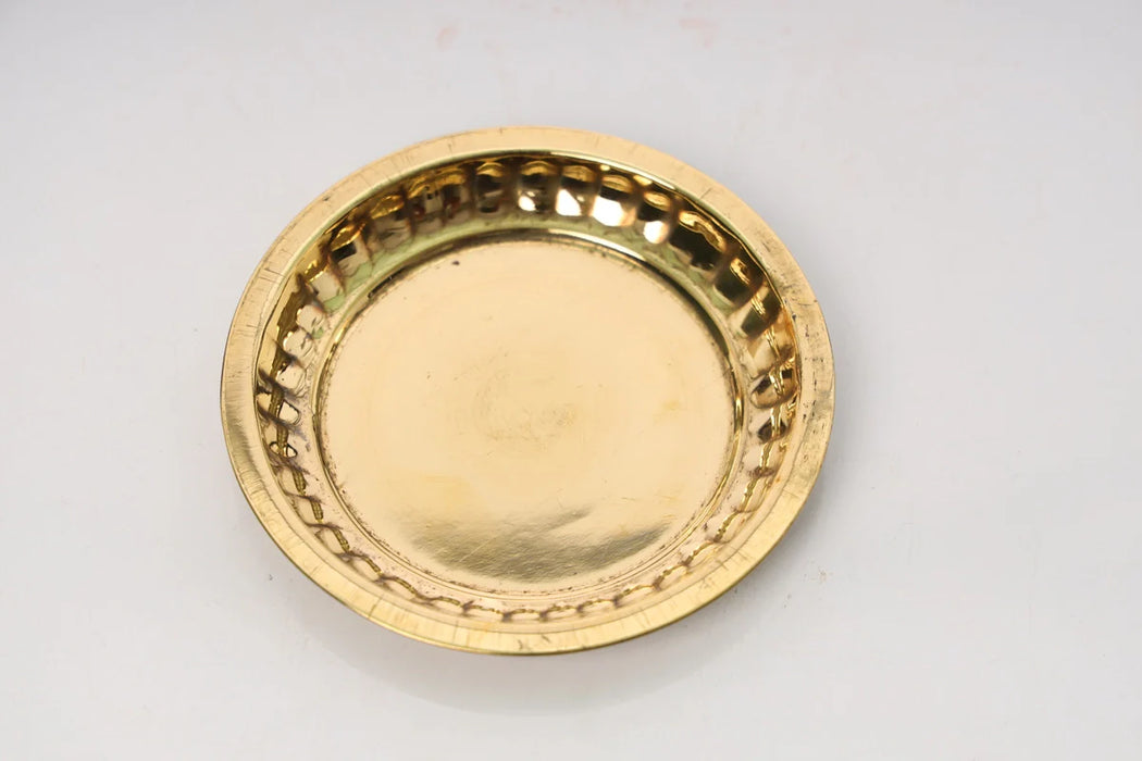 Brass Plate - 4 Inches | Sargam Design Thali Plate/ Thali Pooja for Home/ 25 Gms Approx