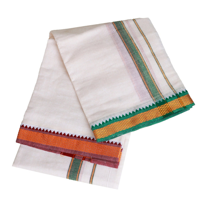 Veshti - 1.80 Mtrs | Half White Colour Vesti/ Karigam Mayilkan Border Dhoti For Men