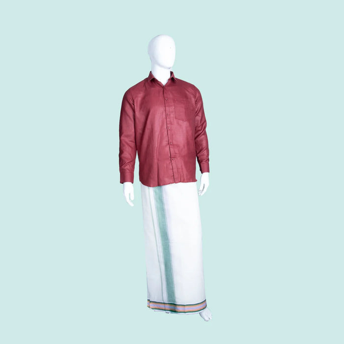 Veshti - 9 x 5 Muzham | Half White Colour Vesti/ Seer Border Dhoti for Men