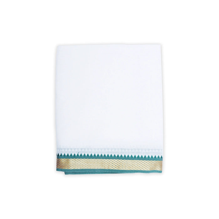 Veshti - 9 x 5 Yards | Half White Colour Vesti/ Karigam Mayilkan Border Dhoti for Men
