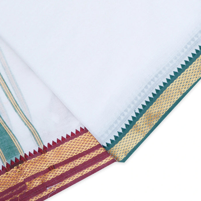 Veshti - 9 x 5 Yards | Half White Colour Vesti/ Karigam Mayilkan Border Dhoti for Men