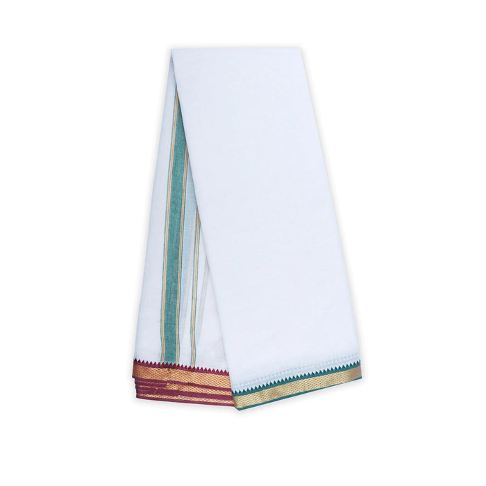 Veshti - 9 x 5 Yards | Half White Colour Vesti/ Karigam Mayilkan Border Dhoti for Men