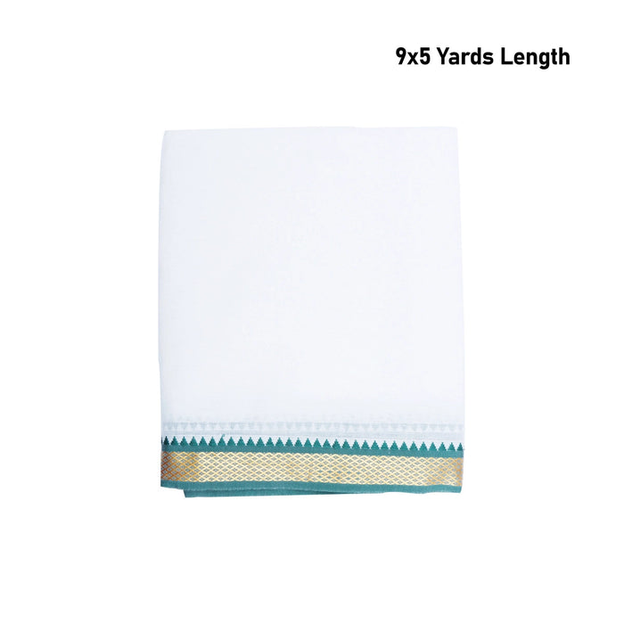 Veshti - 9 x 5 Yards | Half White Colour Vesti/ Karigam Mayilkan Border Dhoti for Men