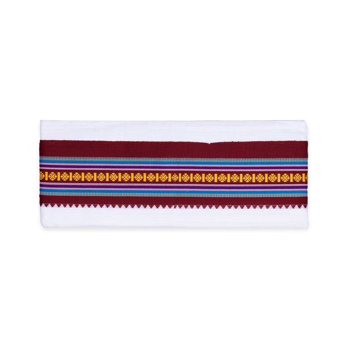 Angavastram - 2 Mtrs | White Colour Thundu / Nagpuri Cotton Towel / Traditional Gamcha For Men