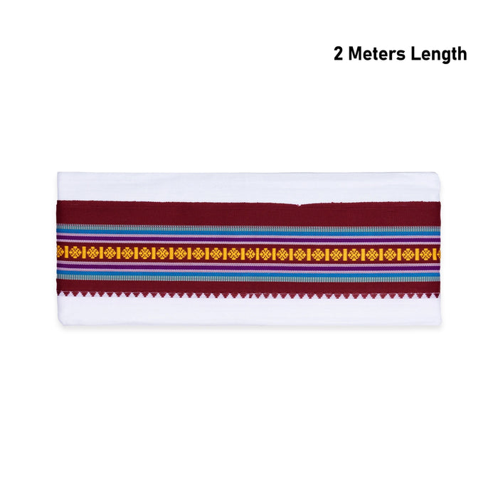 Angavastram - 2 Mtrs | White Colour Thundu / Nagpuri Cotton Towel / Traditional Gamcha For Men