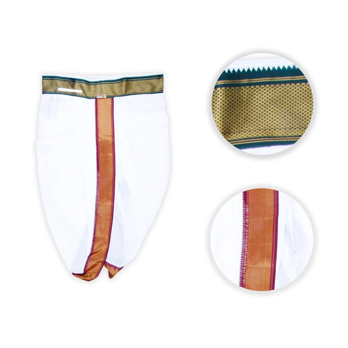 Readymade Panchakacham With Angavastra Set - Size - 42 - 44 | 16 Mayilkan Border Panchakajam With Towel for Men