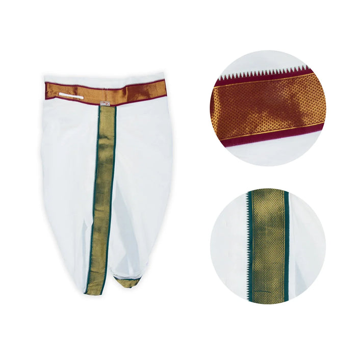 Readymade Panchakacham With Angavastra Set - Size - 42 - 44 | 16 Mayilkan Border Panchakajam With Towel for Men