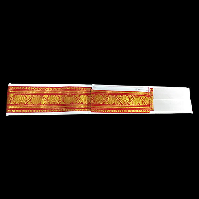 Dhoti Belt - 1.25 Mtrs | Veshti Belt/ Satin with Jari Border Waist Belt for Men/ Assorted Colour