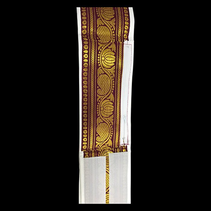 Dhoti Belt - 1.25 Mtrs | Veshti Belt/ Satin with Jari Border Waist Belt for Men/ Assorted Colour