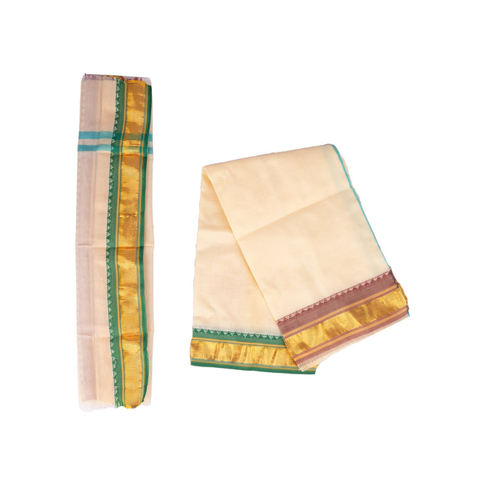 Ganpati Vastra Pair- 28 X 20 Inches | Jari Border Design Ganpati Dhoti/ Ganesh Vastra/Pillaiyar Thundu For Pooja