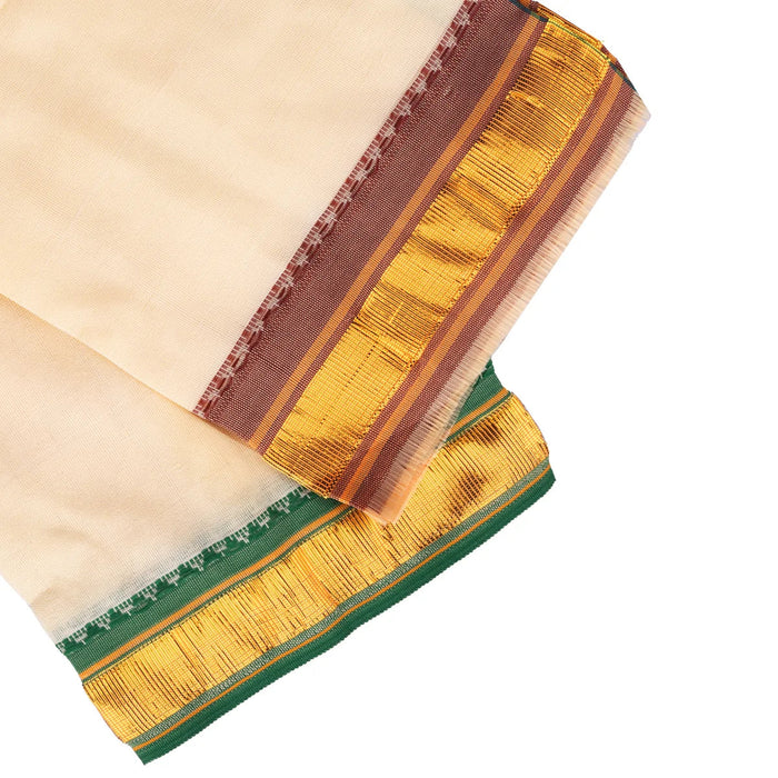 Ganpati Vastra Pair- 28 X 20 Inches | Jari Border Design Ganpati Dhoti/ Ganesh Vastra/Pillaiyar Thundu For Pooja
