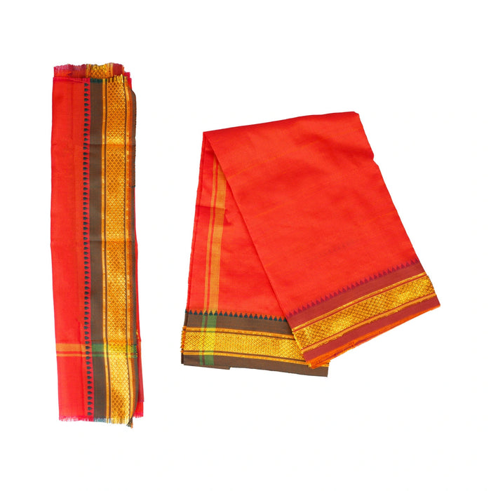 Ganpati Vastra Pair- 28 X 20 Inches | Jari Border Design Ganpati Dhoti/ Ganesh Vastra/Pillaiyar Thundu For Pooja