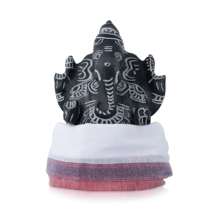 Ganesha Vastra - 7.5 x 7 Inches | Half White with Red Ganapathi Towel/ Cotton Angavastra for Deity