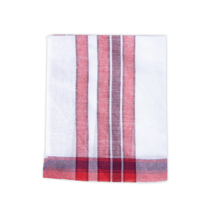 Ganesha Vastra - 7.5 x 7 Inches | Half White with Red Ganapathi Towel/ Cotton Angavastra for Deity