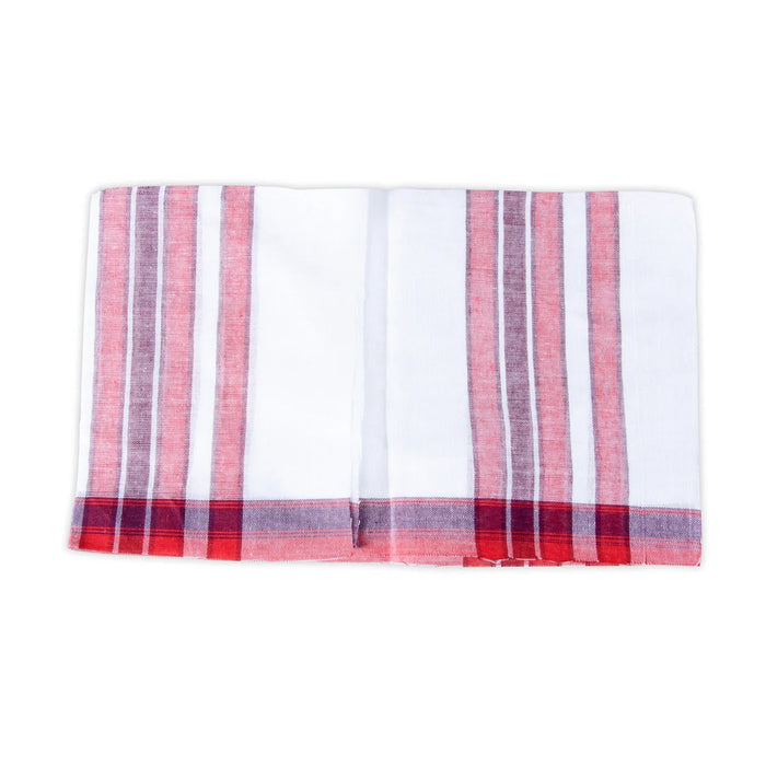 Ganesha Vastra - 7.5 x 7 Inches | Half White with Red Ganapathi Towel/ Cotton Angavastra for Deity