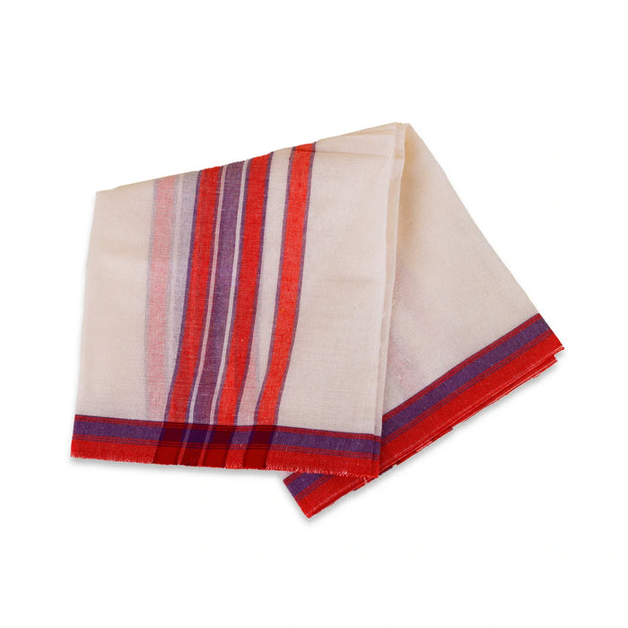 Ganesha Vastra - 2 x 1.5 Feet | Half White with Red Ganapathi Towel/ Cotton Angavastra for Deity