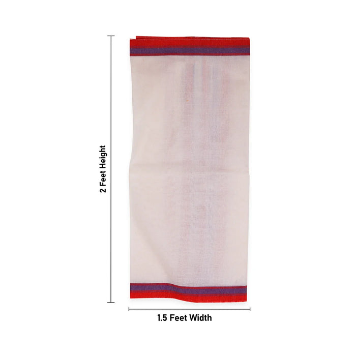 Ganesha Vastra - 2 x 1.5 Feet | Half White with Red Ganapathi Towel/ Cotton Angavastra for Deity