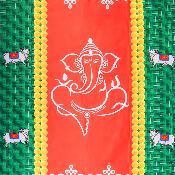 Digital Screen - 5 x 4 Feet | Printed Curtain/ Decorative Screen for Pooja Room Decor