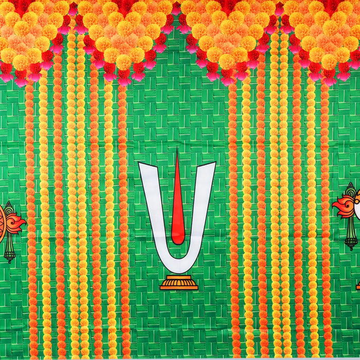 Digital Screen - 5 x 4 Feet | Printed Curtain/ Decorative Screen for Pooja Room Decor
