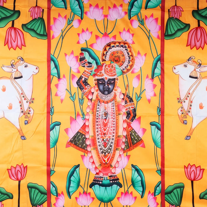 Digital Screen - 5 x 4 Feet | Printed Curtain/ Decorative Screen for Pooja Room Decor