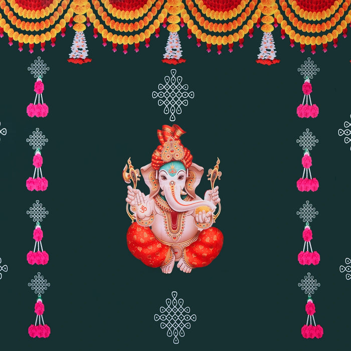 Digital Screen - 5 x 4 Feet | Printed Curtain/ Decorative Screen for Pooja Room Decor