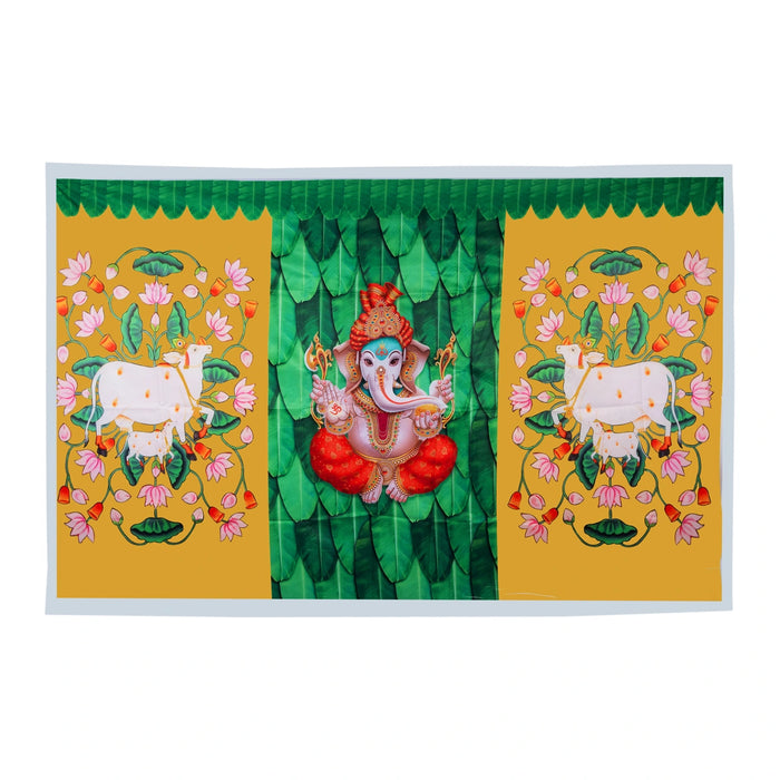 Digital Screen - 5 x 4 Feet | Printed Curtain/ Decorative Screen for Pooja Room Decor