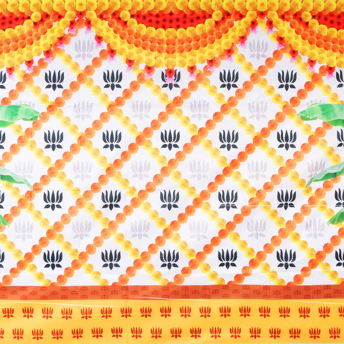 Digital Screen - 5 x 4 Feet | Printed Curtain/ Decorative Screen for Pooja Room Decor