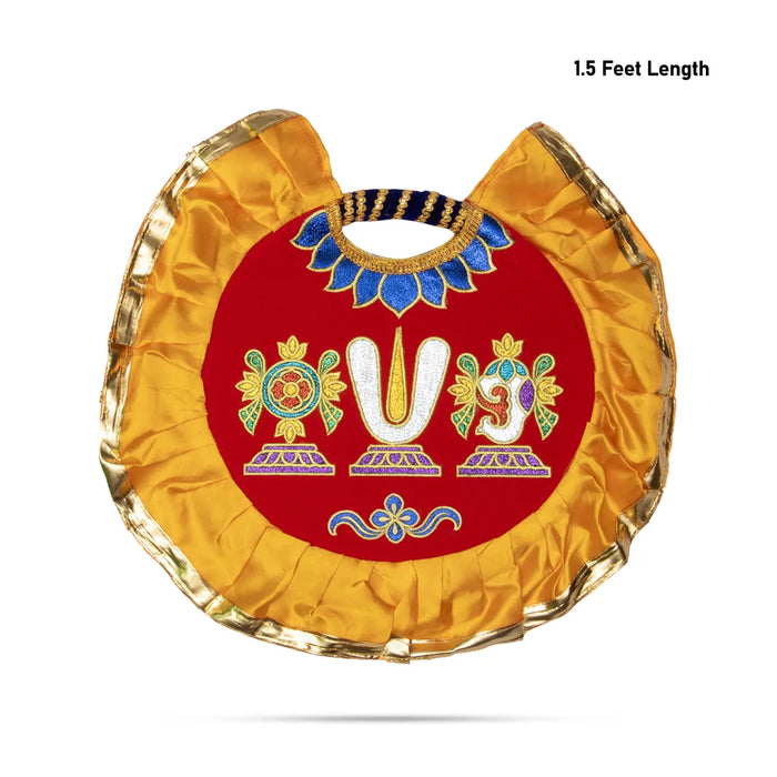 Shankh Chakra Namam Design Visiri- 1.5 Feet | Vadakalai Pooja Fan/ Velvet Aalavattam For Temple And Pooja Room