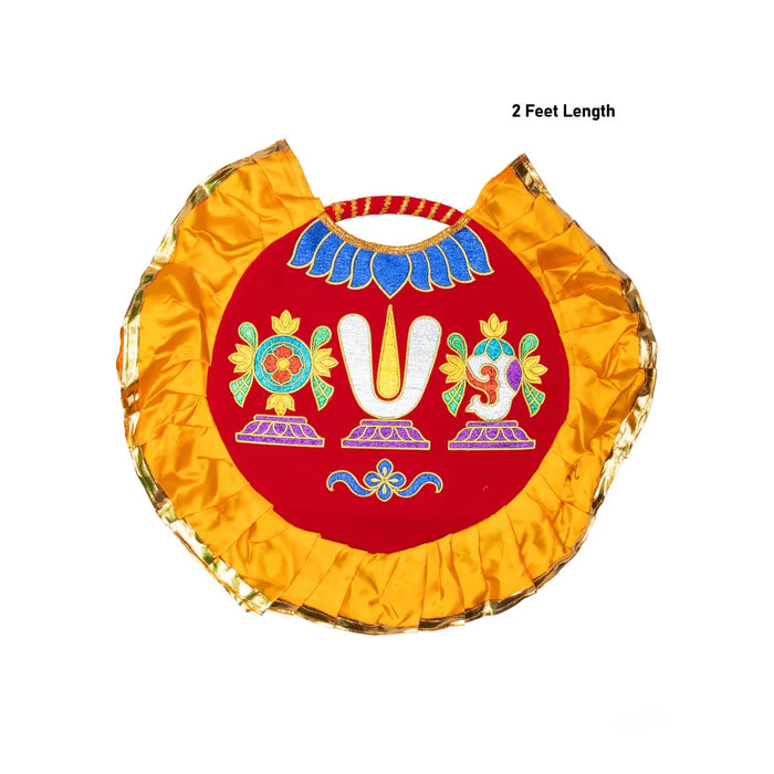 Shankh Chakra Namam Design Visiri - 2 Feet | Vadakalai Pooja Fan/ Velvet Aalavattam For Temple And Pooja Room