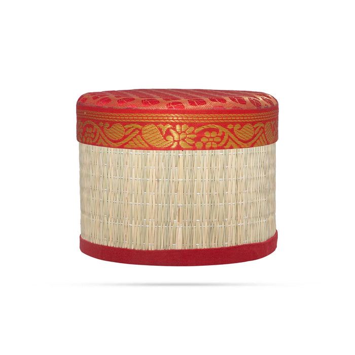 Pooja Box - 4 x 6 Inches | Korai Box with Lid/ Return Gift/ Round Shape Storage Box for Home