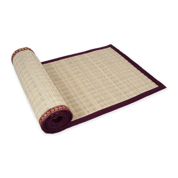 Yoga Mat - 29 x 30 Inches | Aasan Mat/ Zari Border Design Korai Mat/ Asan Mat for Pooja