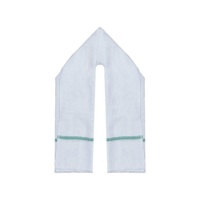 Towel - 49 x 25 Inches | White Colour Angavastram/ Cotton Thundu / Kasavu Shawl