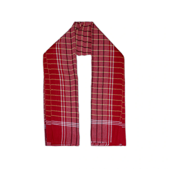 Towel - 73 x 146 Inches | Checked Design Thundu/ Angavastram/ Kasavu Shawl for Men
