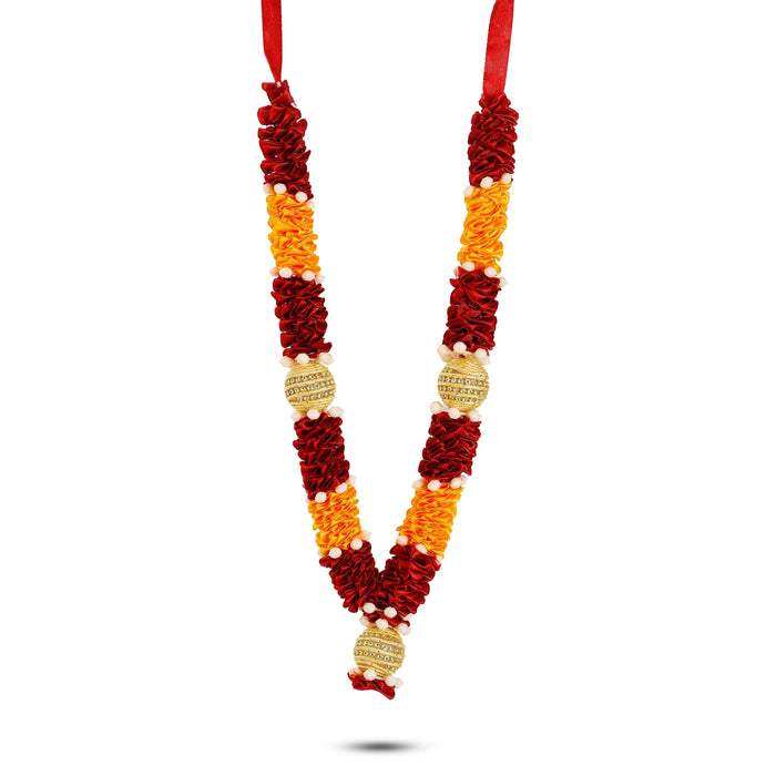 Artificial Garland - 12 Inches | Cloth Mala/ Satin Garland for Photo Frame/ Assorted Design & Colour