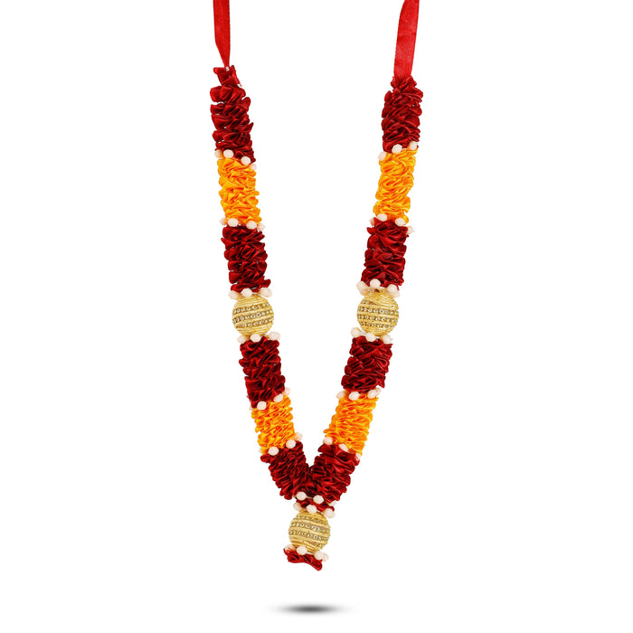 Artificial Garland - 12 Inches | Cloth Mala/ Satin Garland for Photo Frame/ Assorted Design & Colour