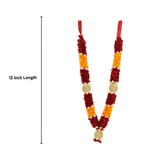 Artificial Garland - 12 Inches | Cloth Mala/ Satin Garland for Photo Frame/ Assorted Design & Colour