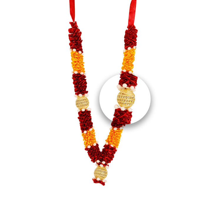 Artificial Garland - 12 Inches | Cloth Mala/ Satin Garland for Photo Frame/ Assorted Design & Colour