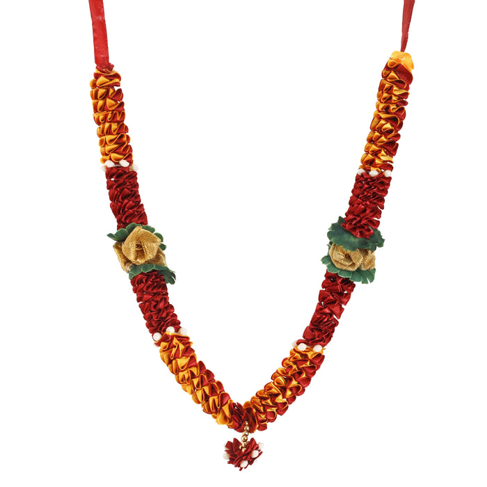 Artificial Garland - 13 Inches | Cloth Mala/ Satin Garland for Photo Frame/ Assorted Design & Colour