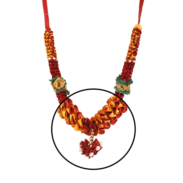 Artificial Garland - 13 Inches | Cloth Mala/ Satin Garland for Photo Frame/ Assorted Design & Colour