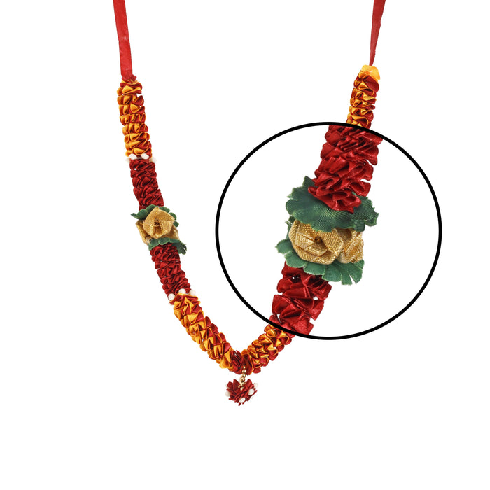 Artificial Garland - 13 Inches | Cloth Mala/ Satin Garland for Photo Frame/ Assorted Design & Colour