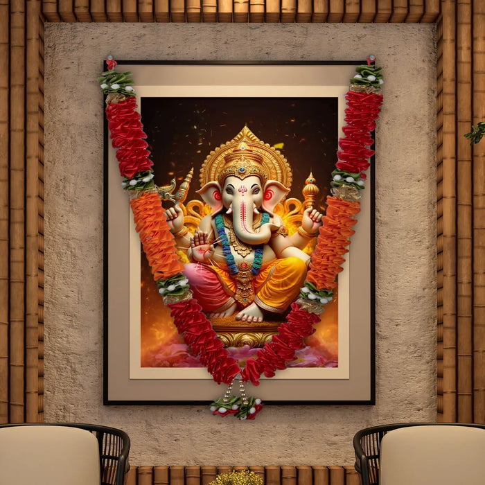 Mala - 15 Inches | Satin Artificial Flower/ Garland for Photo Frame
