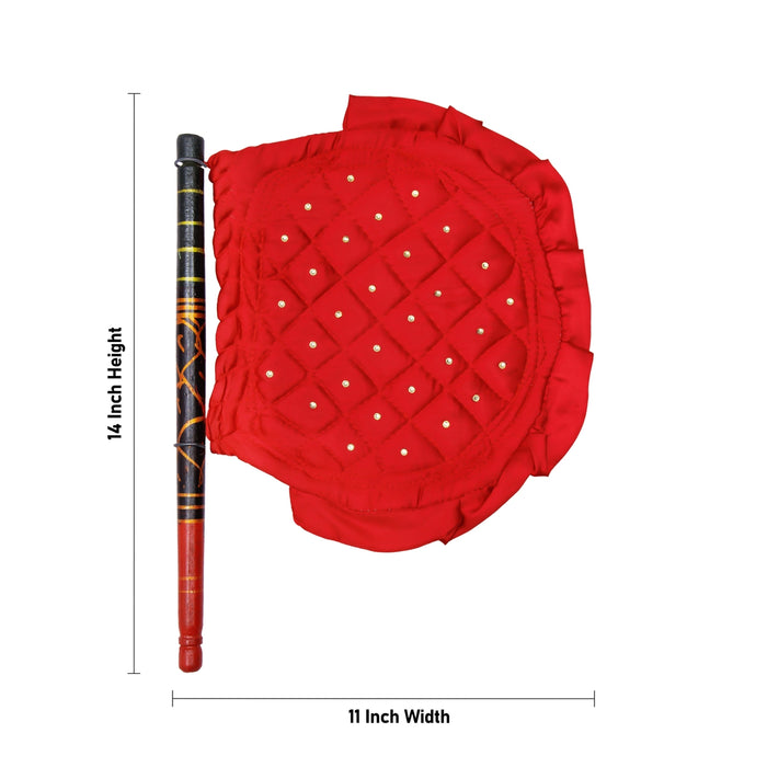 Hand Fan - 14 x 11 Inches | Hand Crafted Embroidery Fan/ Velvet Visiri for Cool Air