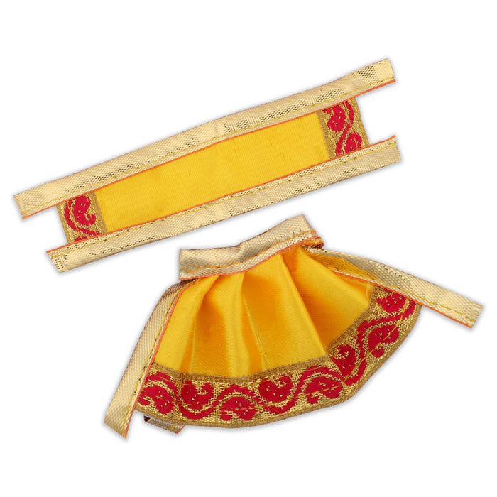 Amman Pavadai - 1.5 Inches | Gold Print Border Mata Dress for Deity/ Assorted Colour